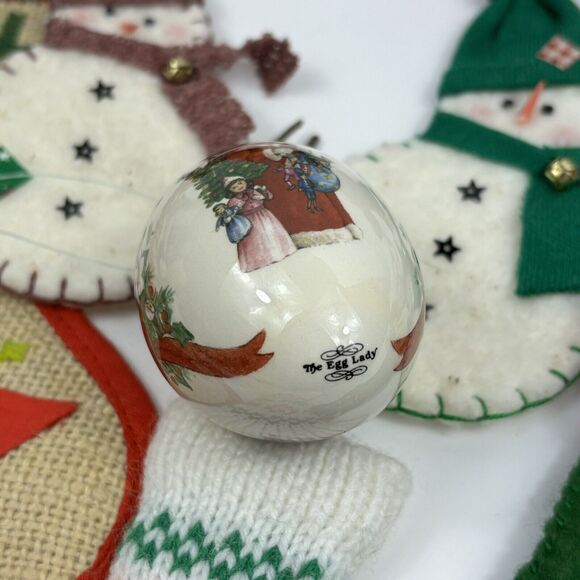 24 Handmade Primitive Country Style Christmas Ornament Crochet Stocking Cottage - Picture 13 of 16